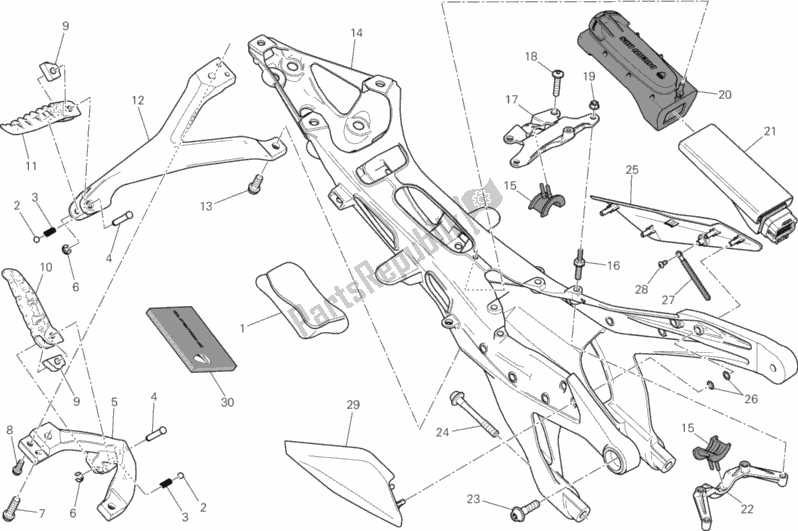 All parts for the Rear Frame Comp. Of the Ducati Superbike 1199 Panigale ABS USA 2014